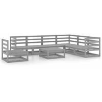 VIDAXL 8-tlg. Garten-Lounge-Set Grau Kiefer Massivholz