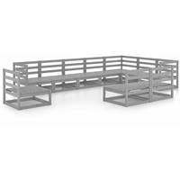 VIDAXL 10-tlg. Garten-Lounge-Set Grau Kiefer Massivholz