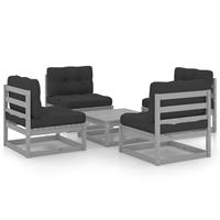 VIDAXL 5-tlg. Garten-Lounge-Set mit Kissen Kiefer Massivholz