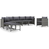 vidaXL 8-delige Loungeset met kussens poly rattan grijs