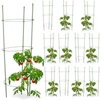 RELAXDAYS 12x Rankhilfe Tomaten im Set, Höhenverstellbare Ringe, Pflanzstäbe, Balkon, Beet, Kunststoff, 76 cm lang, Grün