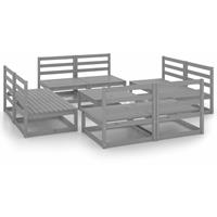 VIDAXL 9-tlg. Garten-Lounge-Set Grau Kiefer Massivholz