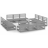 VIDAXL 13-tlg. Garten-Lounge-Set Grau Kiefer Massivholz