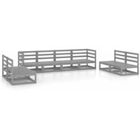 VIDAXL 8-tlg. Garten-Lounge-Set Grau Kiefer Massivholz