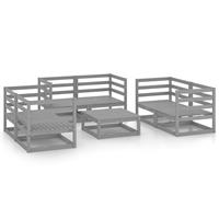 VIDAXL 7-tlg. Garten-Lounge-Set Grau Kiefer Massivholz