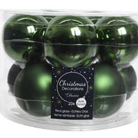 Decoris 10x Donkergroene Glazen Kerstballen 6 Cm - Glans En Mat - Glans/glanzende - Kerstboomversiering Donkergroen