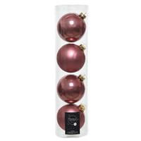 Decoris 12x Oud Roze Glazen Kerstballen 10 Cm at/matte - Kerstboomversiering Oud Roze