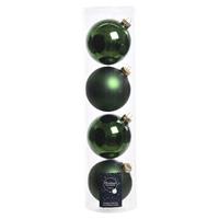 Decoris 12x Donkergroene Glazen Kerstballen 10 Cm at/matte - Kerstboomversiering Donkergroen