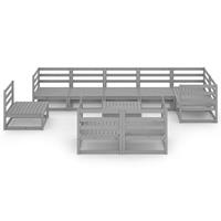 vidaXL 10-tlg. Garten-Lounge-Set Grau Kiefer Massivholz 