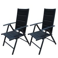 RedNeck 2er Set Gartenstuhl schwarz Aluminium Stühle verstellbar