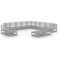 VIDAXL 13-tlg. Garten-Lounge-Set Grau Kiefer Massivholz