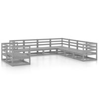 VIDAXL 9-tlg. Garten-Lounge-Set Grau Kiefer Massivholz