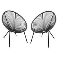 Garden Pleasure Relax Sessel DALIDA 2er Set schwarz - ausgefallenes und modernes Design - 