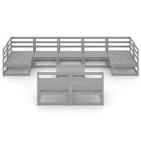 vidaXL 10-tlg. Garten-Lounge-Set Kiefer Massivholz grau