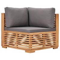 vidaXL 4-tlg. Garten-Lounge-Set mit Kissen Dunkelgrau Massivholz Teak 