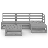 vidaXL 5-tlg. Garten-Lounge-Set Grau Kiefer Massivholz 