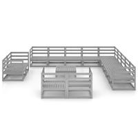 vidaXL 14-tlg. Garten-Lounge-Set Kiefer Massivholz grau