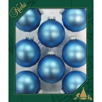 Bellatio 24x Stuks Glazen Kerstballen 7 Cm Alpine Velvet Blauw - Kerstbal