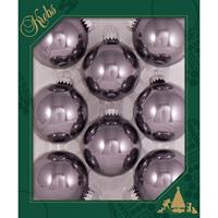 Bellatio 24x Stuks Glazen Kerstballen 7 Cm Ijzerts Grijs/paars Glans - Kerstbal