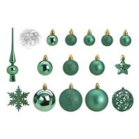 Bellatio Pakket Met 110x Stuks Kunststof Kerstballen/ornamenten Met Piek Emerald Groen - Kerstbal