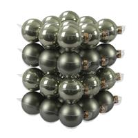Bellatio 72x Glazen Kerstballen Mat/glans Graniet Groen 6 Cm - Kerstbal