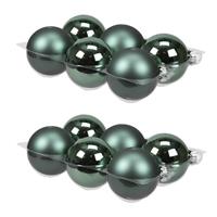 Bellatio 12x Stuks Glazen Kerstballen Emerald Groen (Greenlake) 8 Cm Mat/glans - Kerstbal