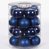 Tubes Met 60x Donkerblauwe Kerstballen Van Glas 6 Cm Glans En Mat - Kerstbal