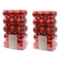 60x Kerst Rode Kunststof Kerstballen 6 Cm ix - Onbreekbare Plastic Kerstballen - Kerstboomversiering Kerst Rood