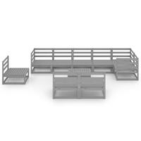 VidaXL 10-tlg. Garten-lounge-set Grau Kiefer Massivholz