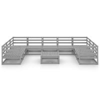 vidaXL 10-tlg. Garten-Lounge-Set Kiefer Massivholz grau