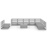 vidaXL 11-tlg. Garten-Lounge-Set Grau Kiefer Massivholz 