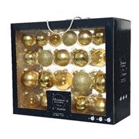 Decoris 42x Gouden Glazen Kerstballen 5-6-7 Cm - Glans/mat/glitter/doorzichtig - Kerstboomversiering Goud