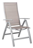 MERXX Tuin-eethoek Amalfi 6 stoelen met een hoge rugleuning, tafel 90x140-200 cm, aluminium/textiel (7-delig)