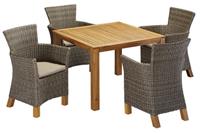 MERXX Tuin-eethoek Toscane 4 stoelen, tafel 110x110x75 cm, polyrotan/acacia (9-delig)