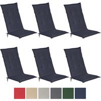 BEAUTISSU 6er Set  Hochlehner Auflage Loft HL 120x50x6cm Dunkelblau