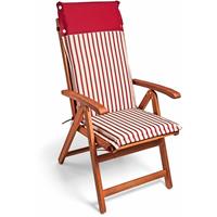 DETEX Stuhlauflage Vanamo 6er Set Wasserabweisend Hochlehner Auflage Sitzauflage Stuhlkissen Polsterauflage rot-weiß gestreift