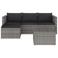 vidaXL 3-tlg. Garten-Lounge-Set mit Kissen Poly Rattan Grau 