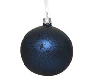 Decoris Kerstbal glas d8cm nachtblauw