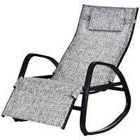 Outsunny Schommelstoel ligstoel voor buiten verstelbare rugleuning hoofdkussen textilene grijs | Aosom Netherlands