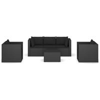 vidaXL 4-tlg. Garten-Lounge-Set mit Kissen Poly Rattan Schwarz 