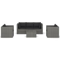 vidaXL 4-tlg. Garten-Lounge-Set mit Kissen Poly Rattan Grau 