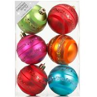 Bellatio 12x Stuk Kunststof Kerstballen Gekleurd 8 Cm - Onbreekbare Gekleurde Kerstballen Kerstboom Decoratie