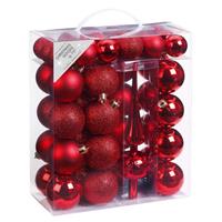 47x Rode Kunststof Kerstballen 4-6 Cm Mat/glans Met Piek at/glans - Kerstboomversiering Rood