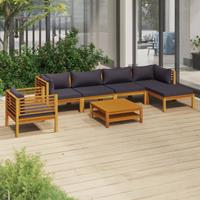 vidaXL 7-tlg. Garten-Lounge-Set mit Auflage Massivholz Akazie 