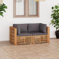 vidaXL 2-Sitzer-Gartensofa mit Kissen Massivholz Teak 