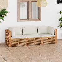 vidaXL 3-Sitzer-Gartensofa mit Kissen Massivholz Teak 