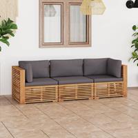 vidaXL 3-Sitzer-Gartensofa mit Kissen Massivholz Teak 