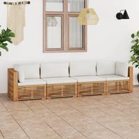 vidaXL 4-Sitzer-Gartensofa mit Kissen Massivholz Teak 