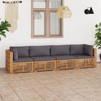 vidaXL 4-Sitzer-Gartensofa mit Kissen Massivholz Teak 