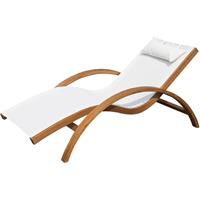 Outsunny Sonnenliege Liegestuhl Holz creme - cremeweiß/natur - 